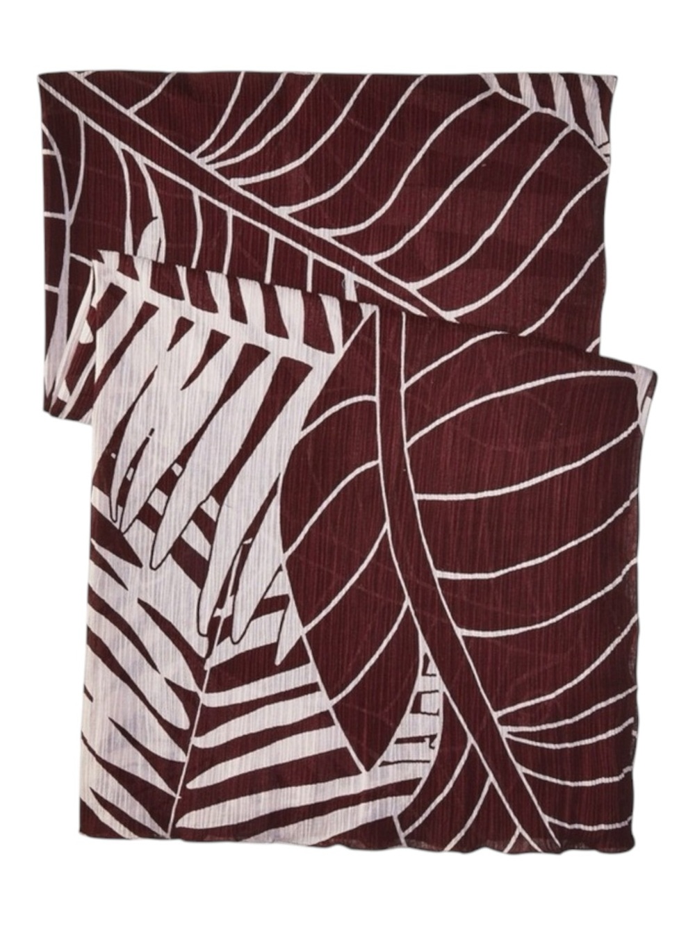new Liebeskind Berlin 𑁍 Woven Jungle Leaf Print Scarf 𑁍 Wine 𑁍 Made in India - Picture 10 of 16